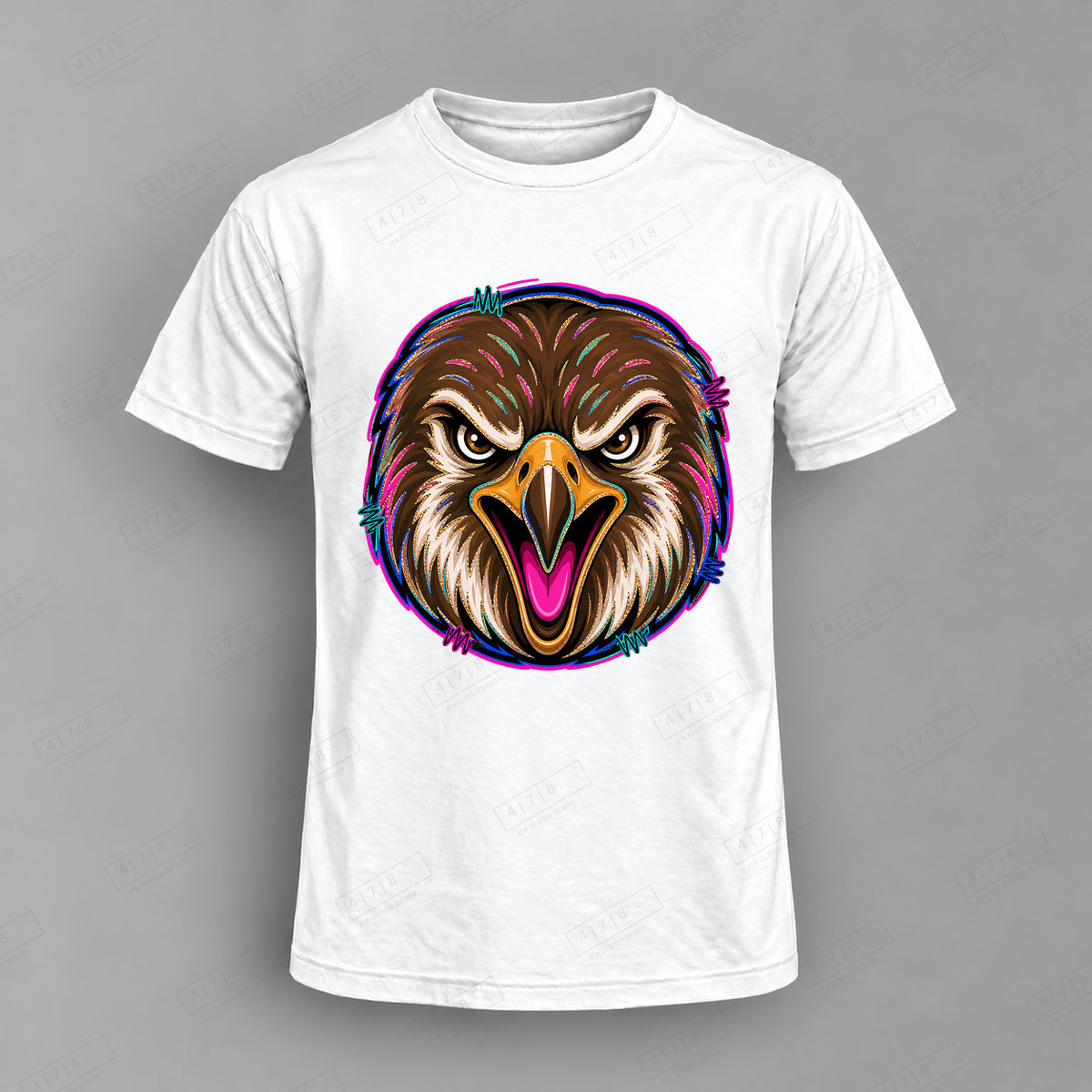 aiassis Mascot Hawks Top shown on white shirt — 478 Custom Design