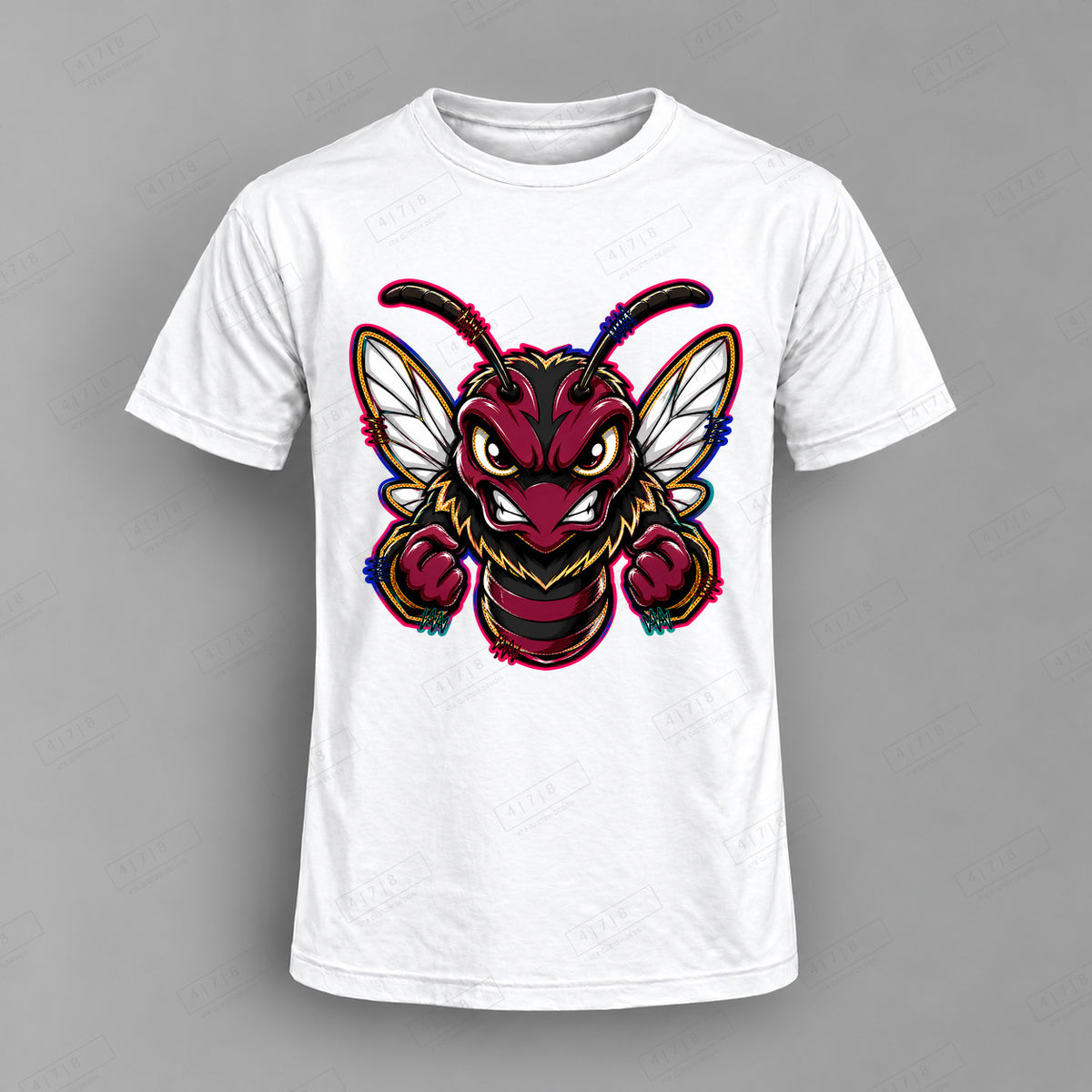 aiassis Mascot Hornets Top shown on white shirt — 478 Custom Design