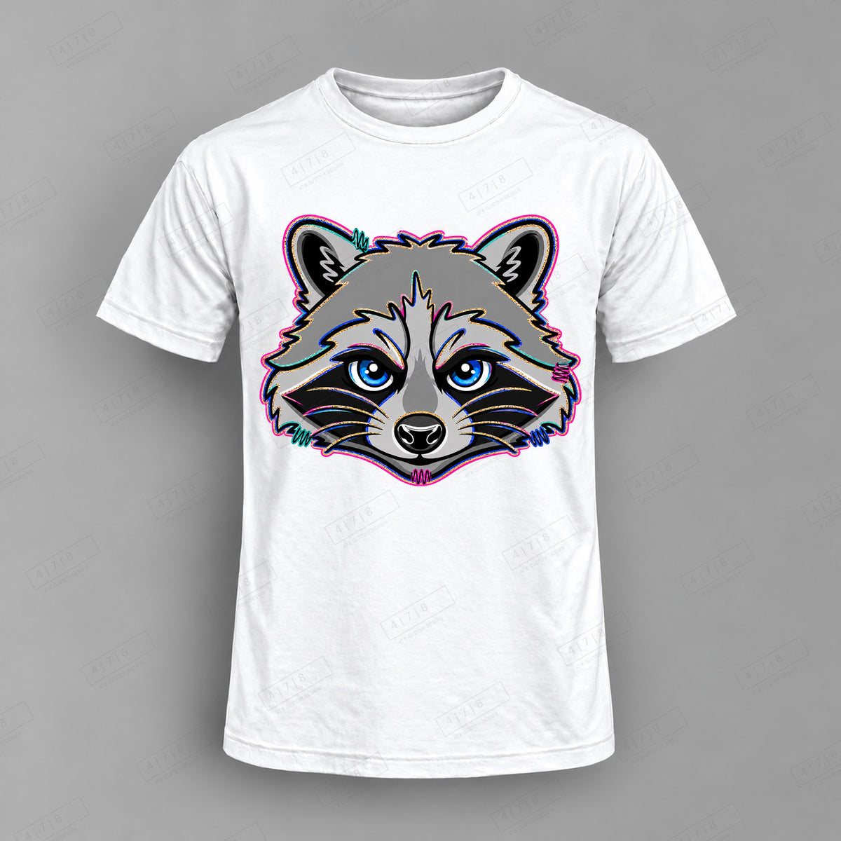 aiassis Mascot Racooons Top shown on white shirt — 478 Custom Design