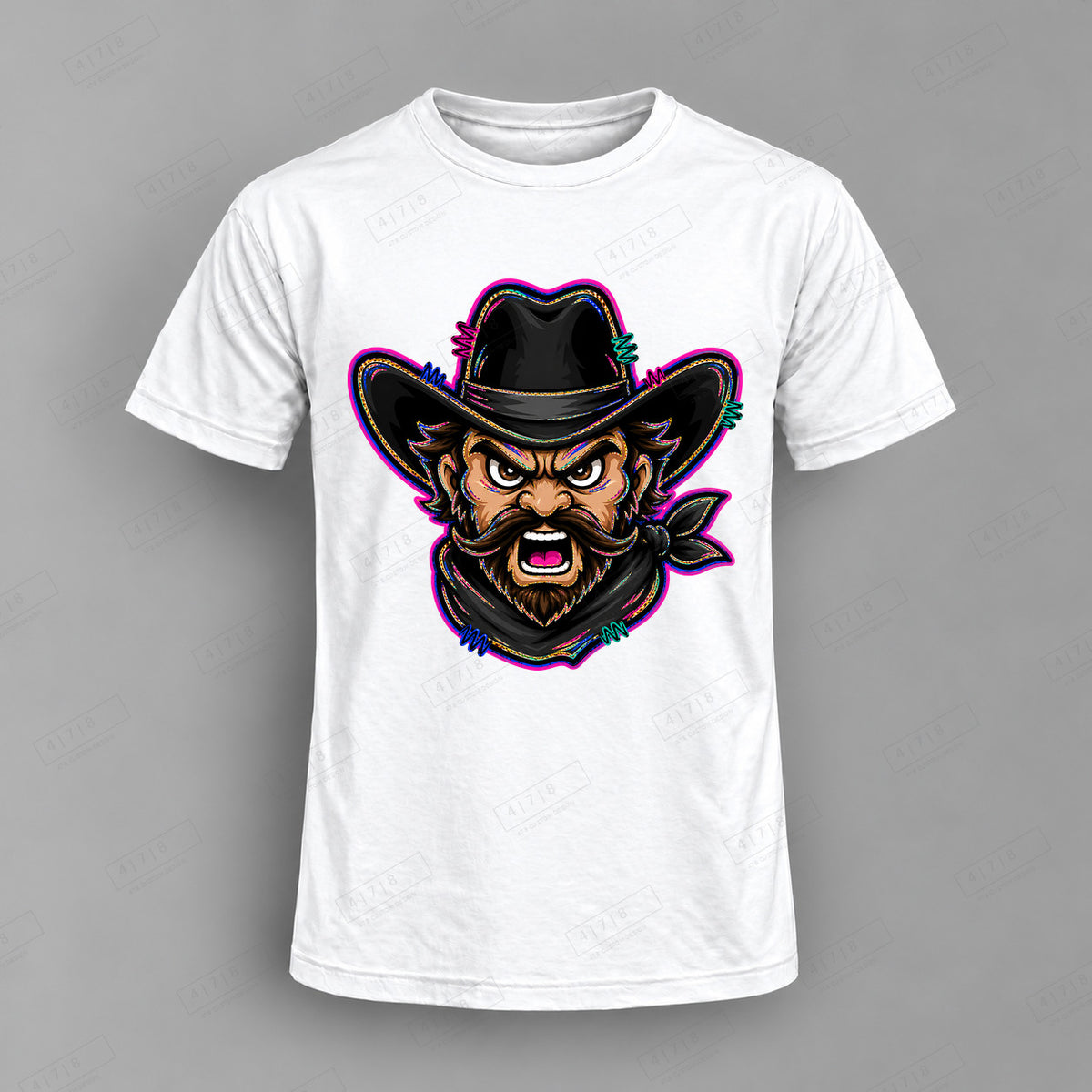 aiassis Mascot Rustlers Top shown on white shirt — 478 Custom Design