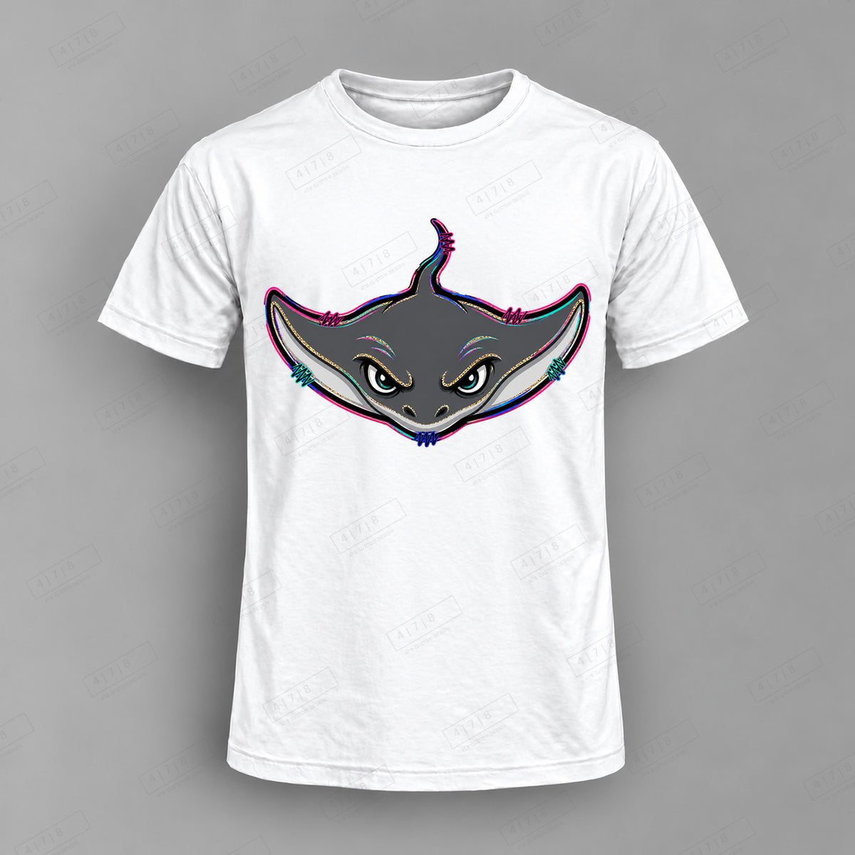 aiassis Mascot Stingrays Top shown on white shirt — 478 Custom Design