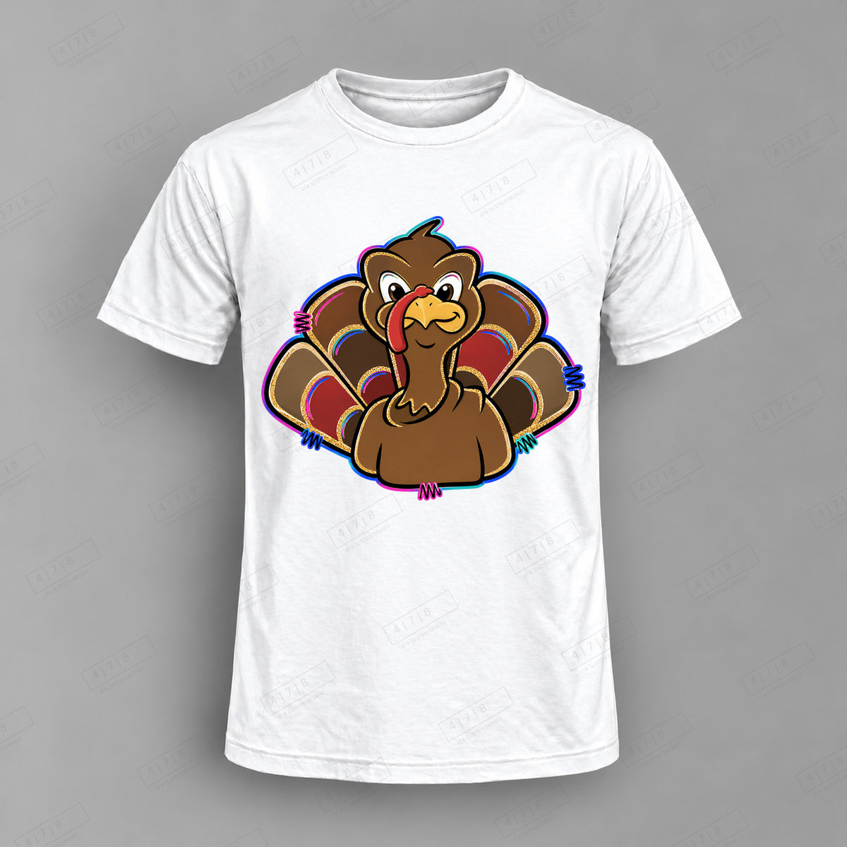 aiassis Mascot Turkeys Top shown on white shirt — 478 Custom Design