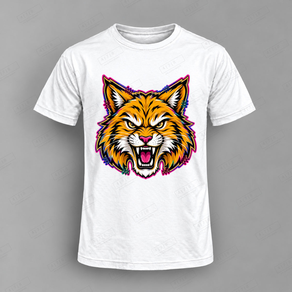 aiassis Mascot Wildcats Top shown on white shirt — 478 Custom Design