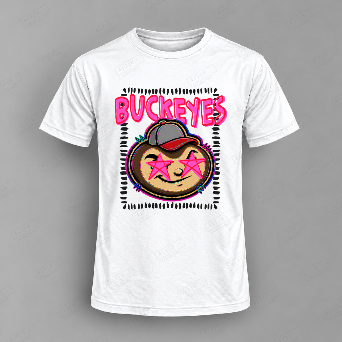 Starstruck Buckeyes Top shown on white shirt — 478 Custom Design