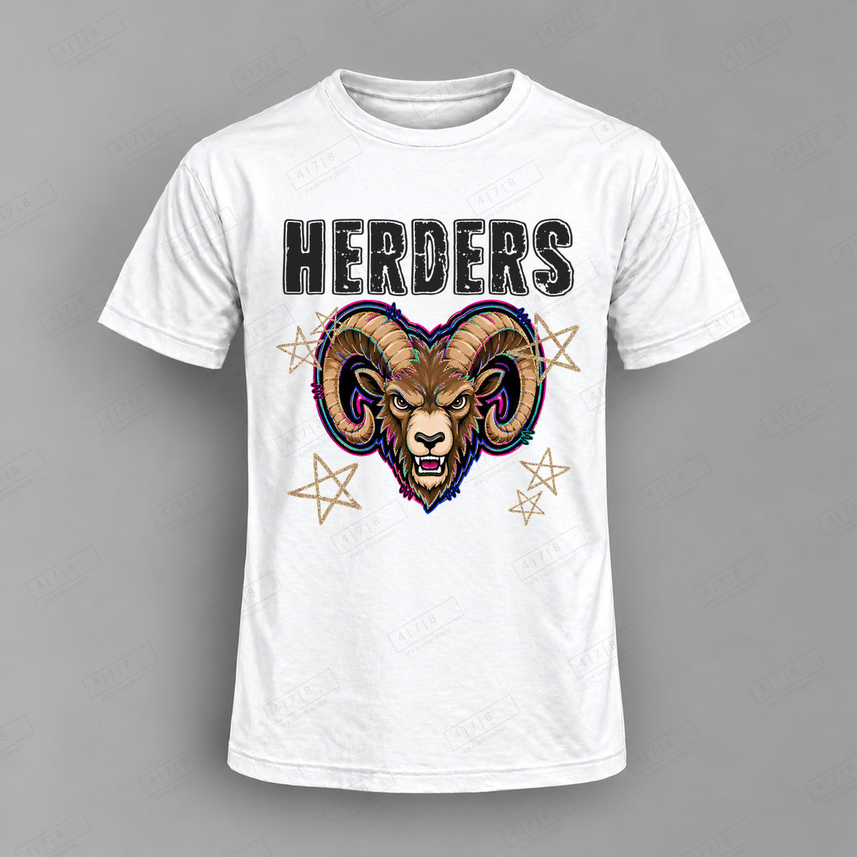 Grunge Varsity Herders (1) Top shown on white shirt — 478 Custom Design
