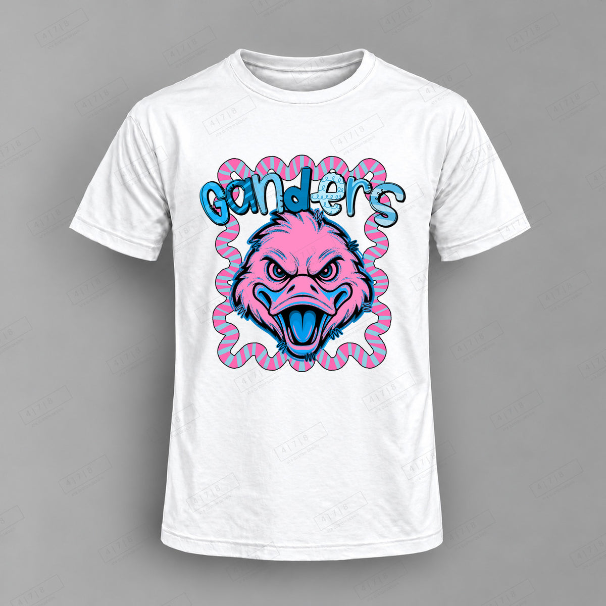 Whimsy Ganders Top shown on white shirt — 478 Custom Design
