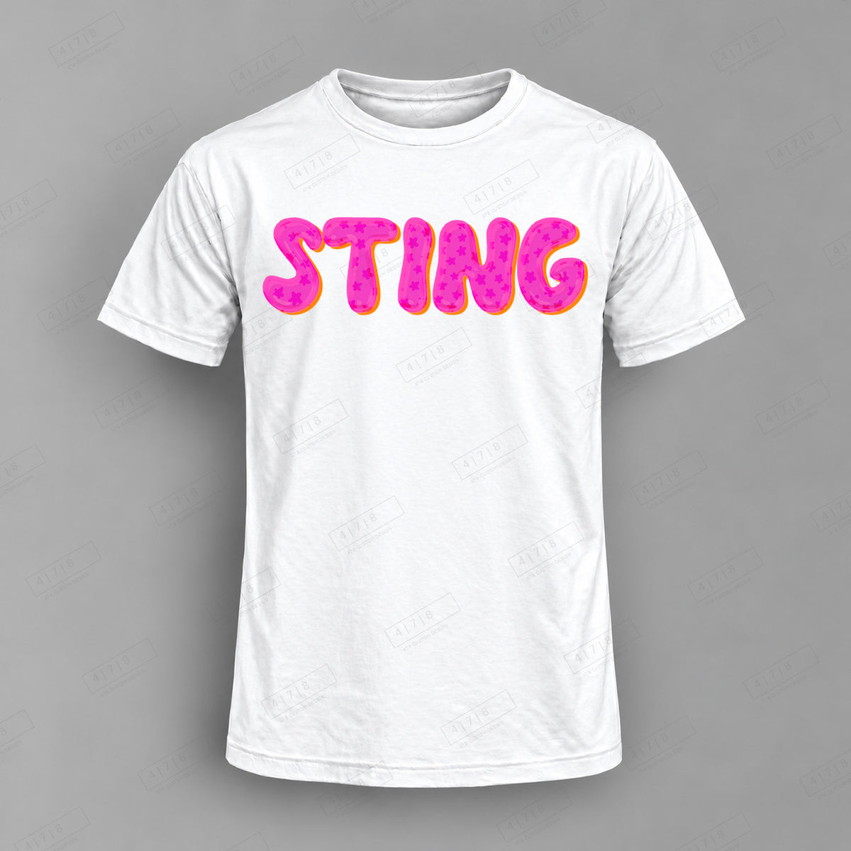 Bubble Stars Sting Top shown on white shirt — 478 Custom Design