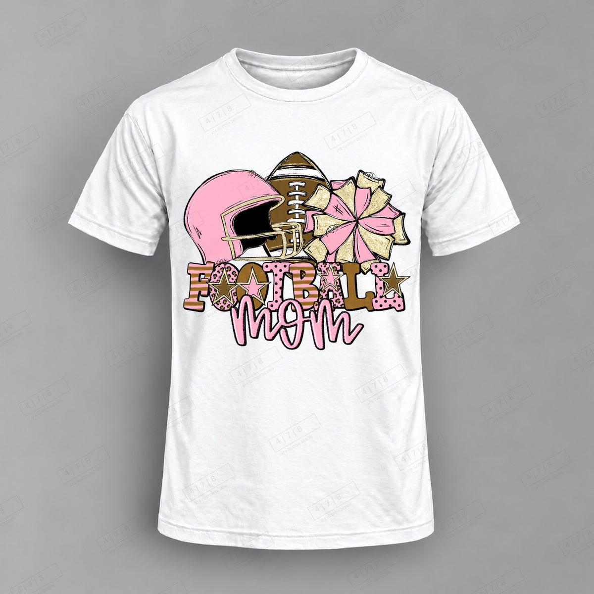Football Mom Light Pink Top shown on white shirt — 478 Custom Design