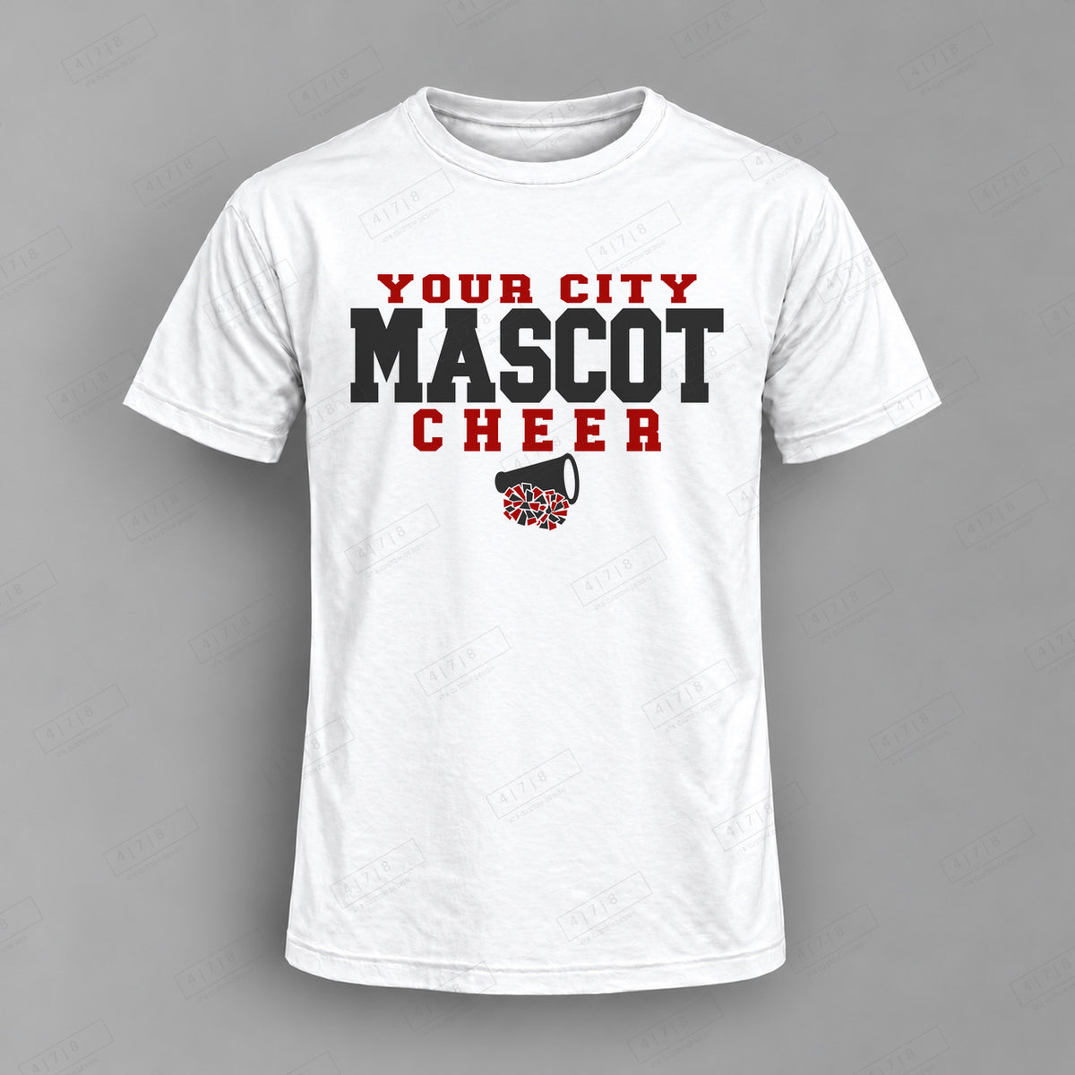 Custom Cheer Design 2-0028sc Top white shirt mockup with 478 Custom Design watermark