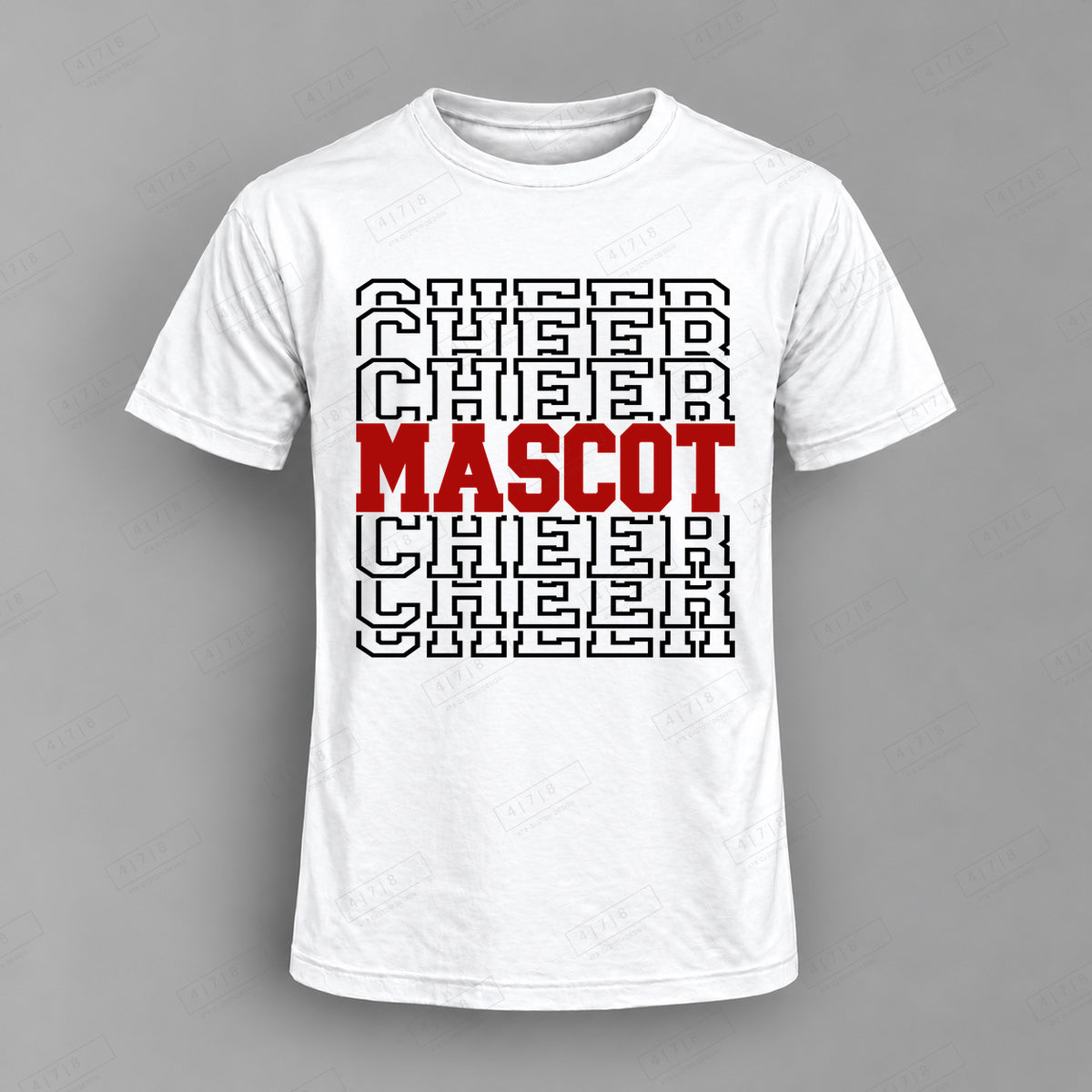 Custom Cheer Design 3-0041 cheer template Top white shirt mockup with 478 Custom Design watermark