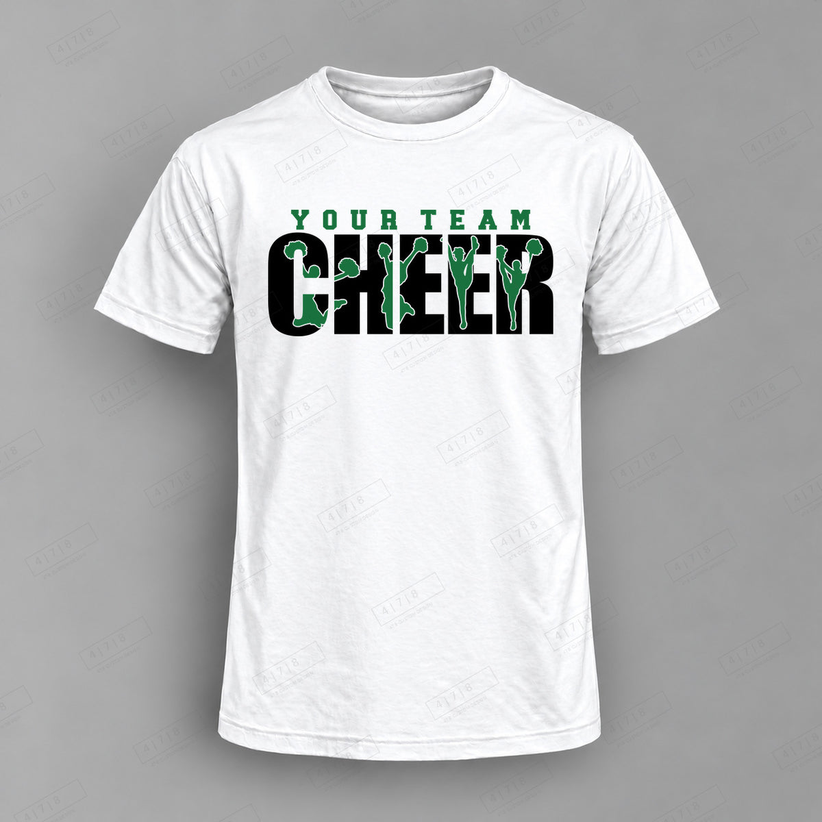 Custom Cheer Design 3-0048 Top white shirt mockup with 478 Custom Design watermark