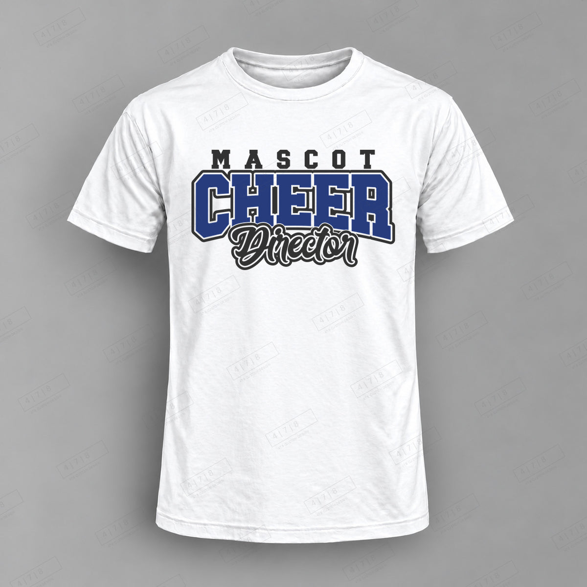 Custom Cheer Director Design 4-director cheer template Top white shirt mockup with 478 Custom Design watermark