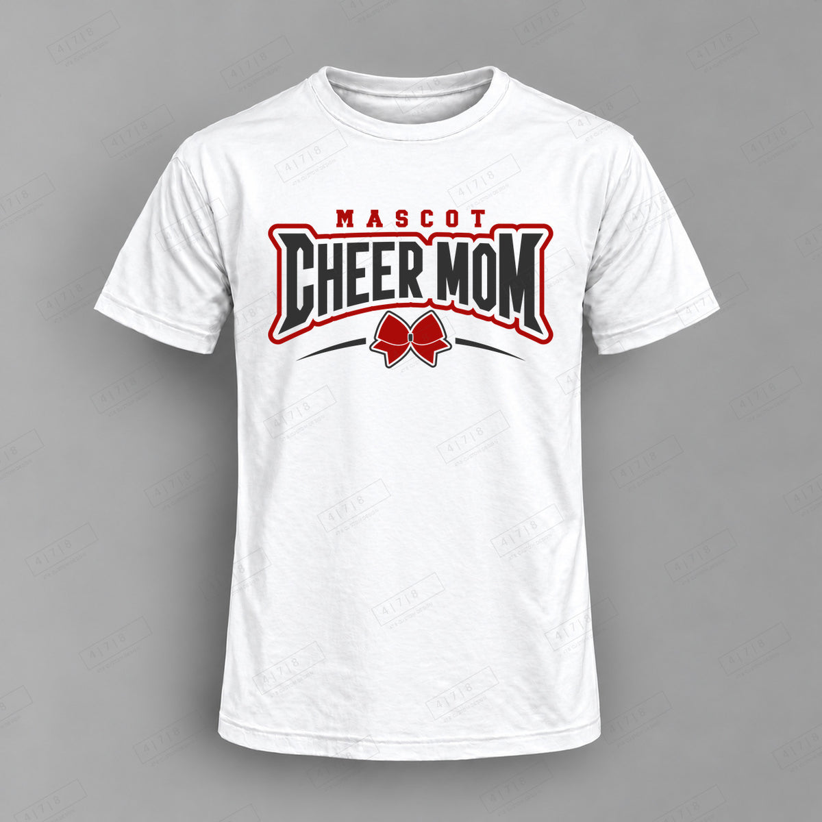 Custom Cheer Mom Design 5-0088 Top white shirt mockup with 478 Custom Design watermark