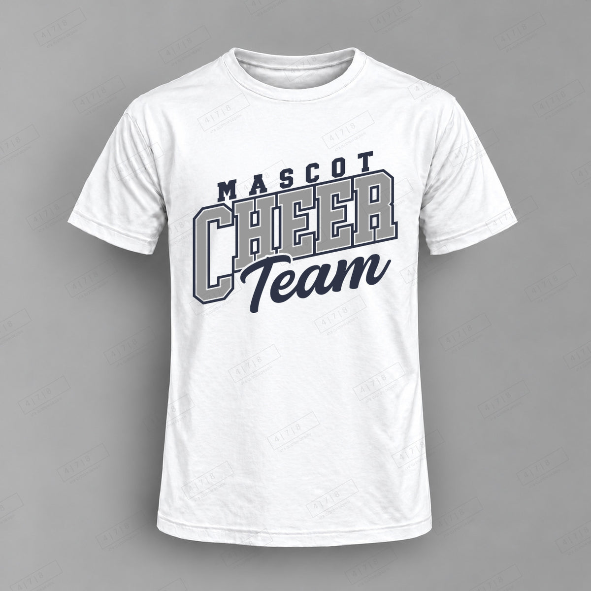 Custom Cheer Design 6-00104 Top white shirt mockup with 478 Custom Design watermark