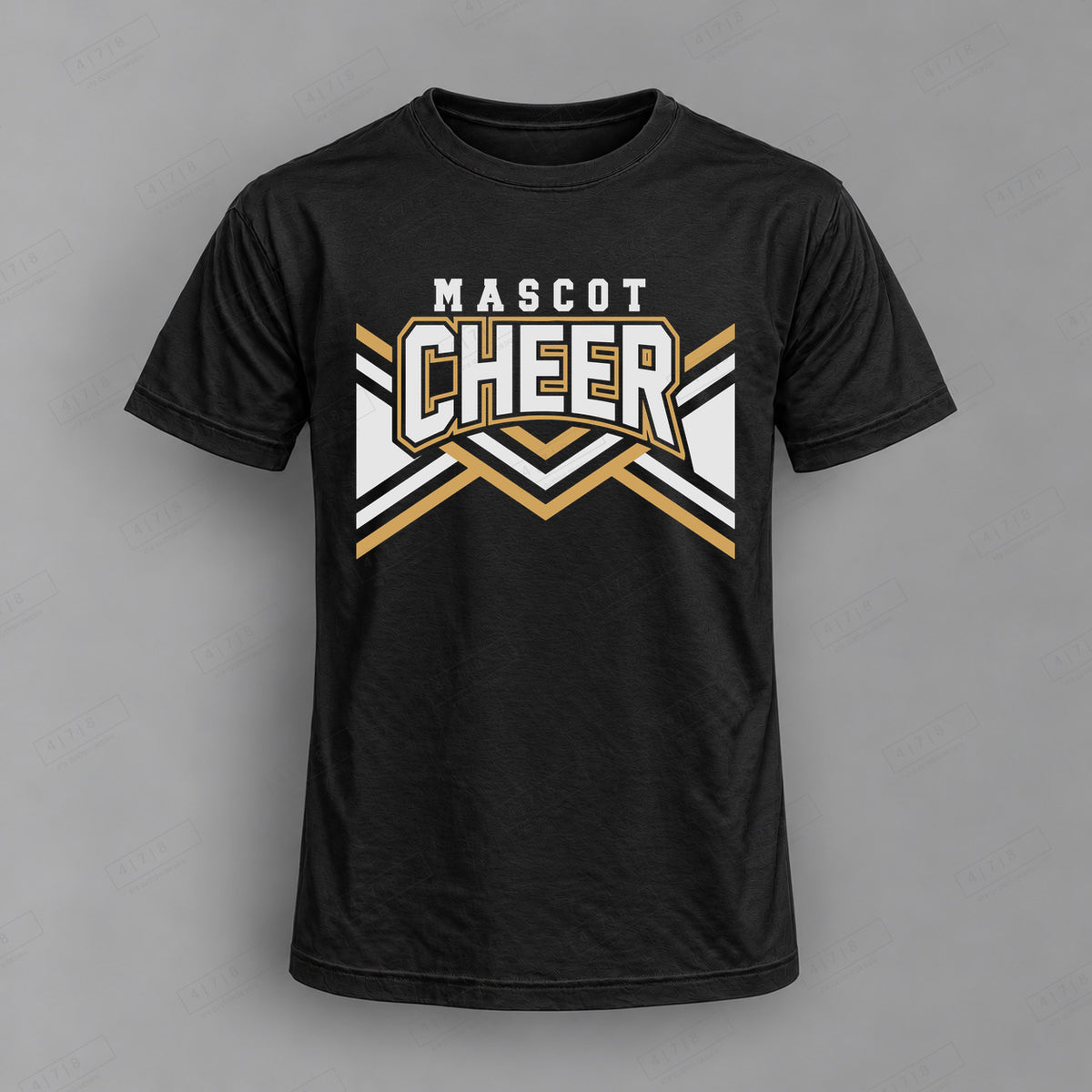 Custom Cheer Design 8-002 Top black shirt mockup with 478 Custom Design watermark