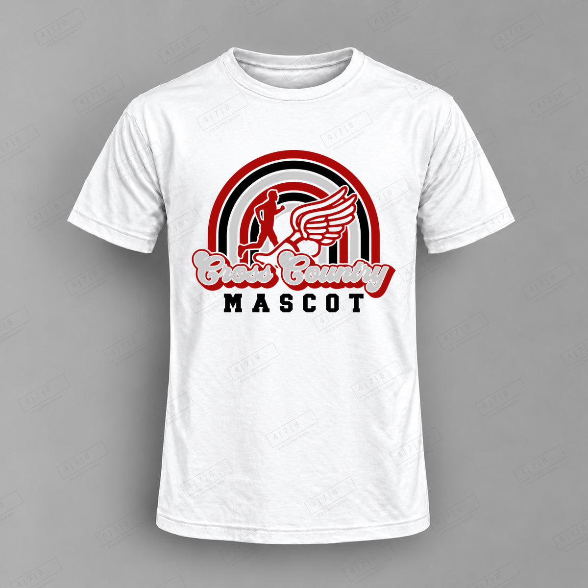 Custom Cross Country Design 1-0011 Top white shirt mockup with 478 Custom Design watermark