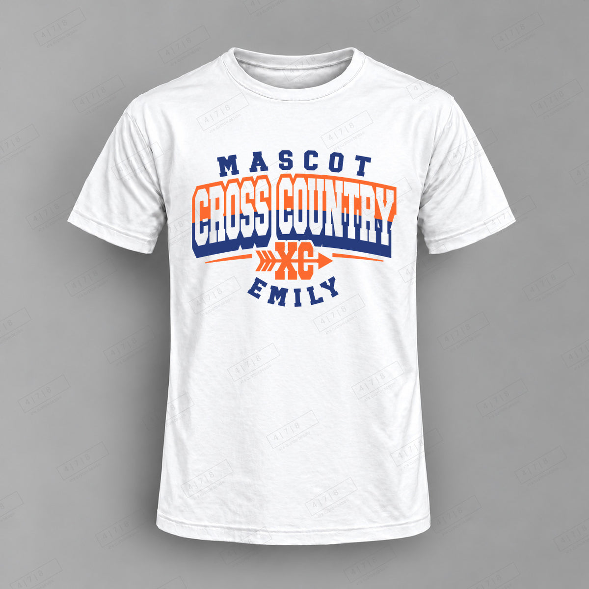Custom Cross Country Design 1-0017 Top white shirt mockup with 478 Custom Design watermark