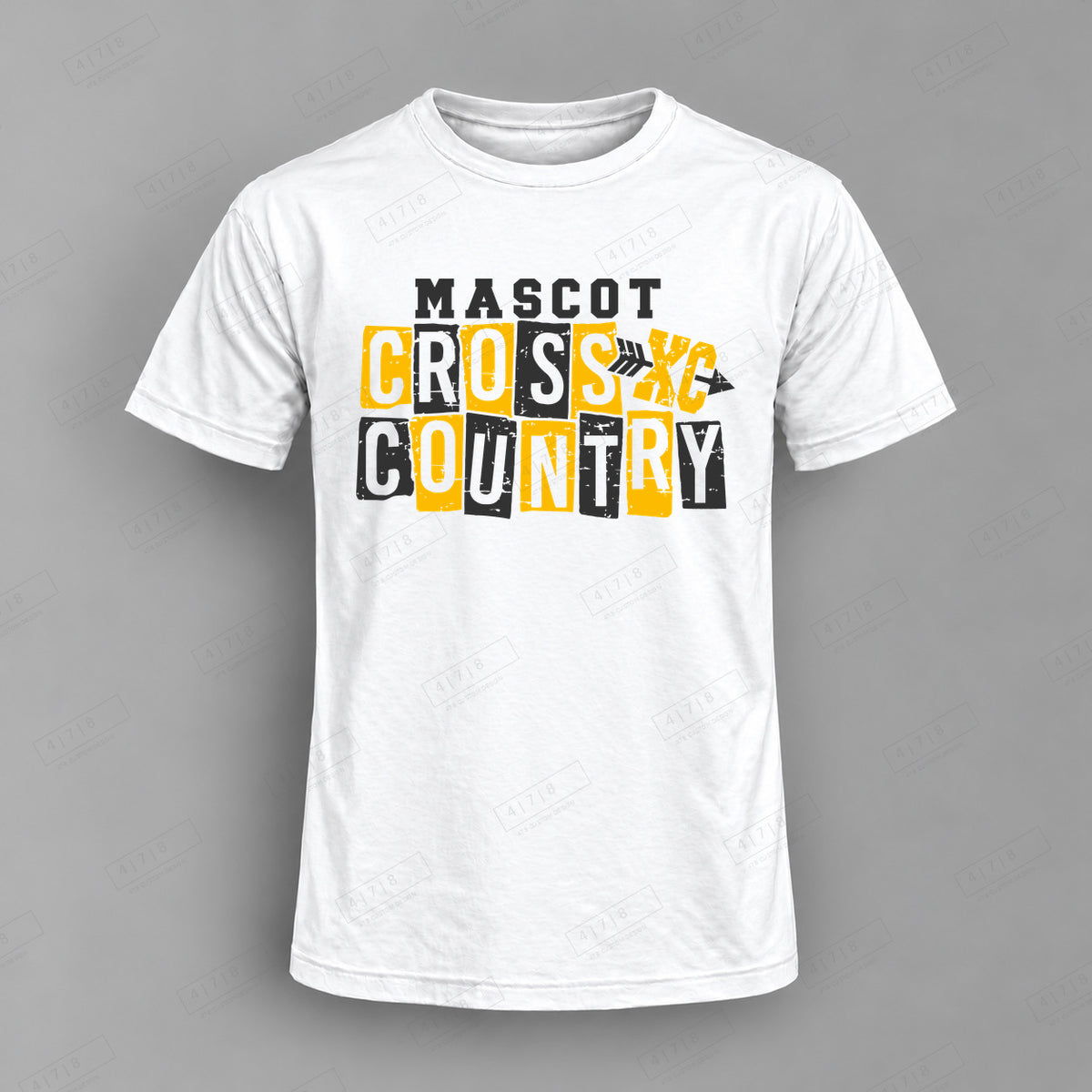 Custom Cross Country Design 1-0018 Top white shirt mockup with 478 Custom Design watermark