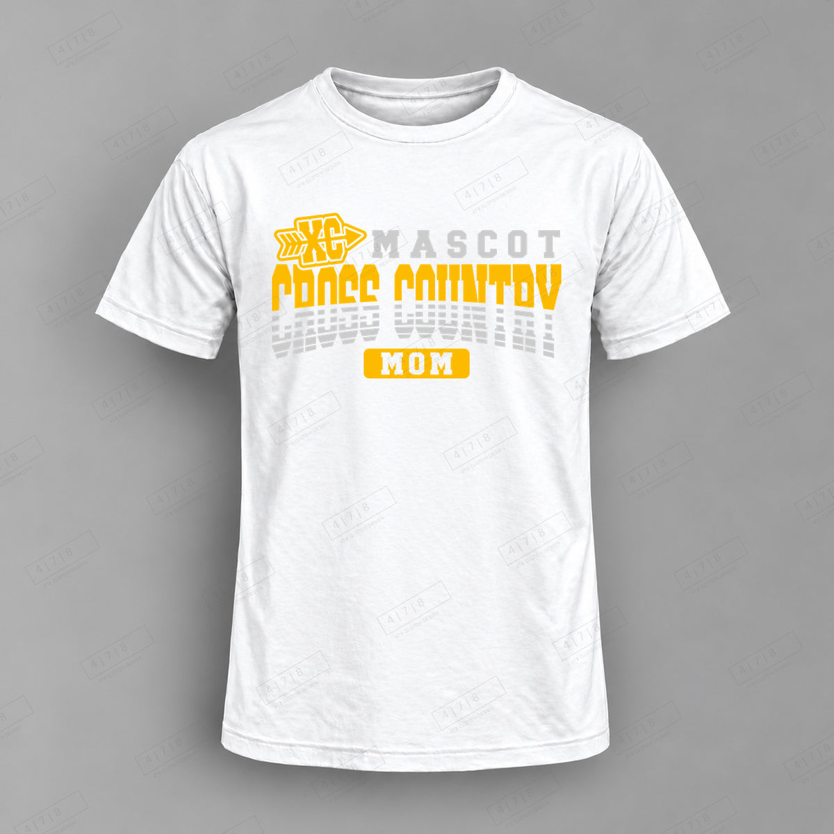 Custom Cross Country Mom Design 1-005 Top white shirt mockup with 478 Custom Design watermark