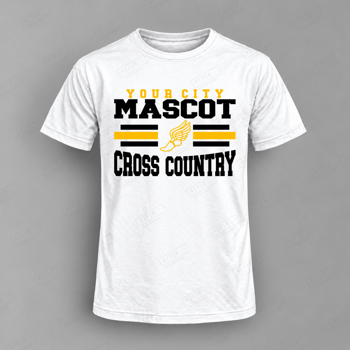 Custom Cross Country Design 1-008 Top white shirt mockup with 478 Custom Design watermark