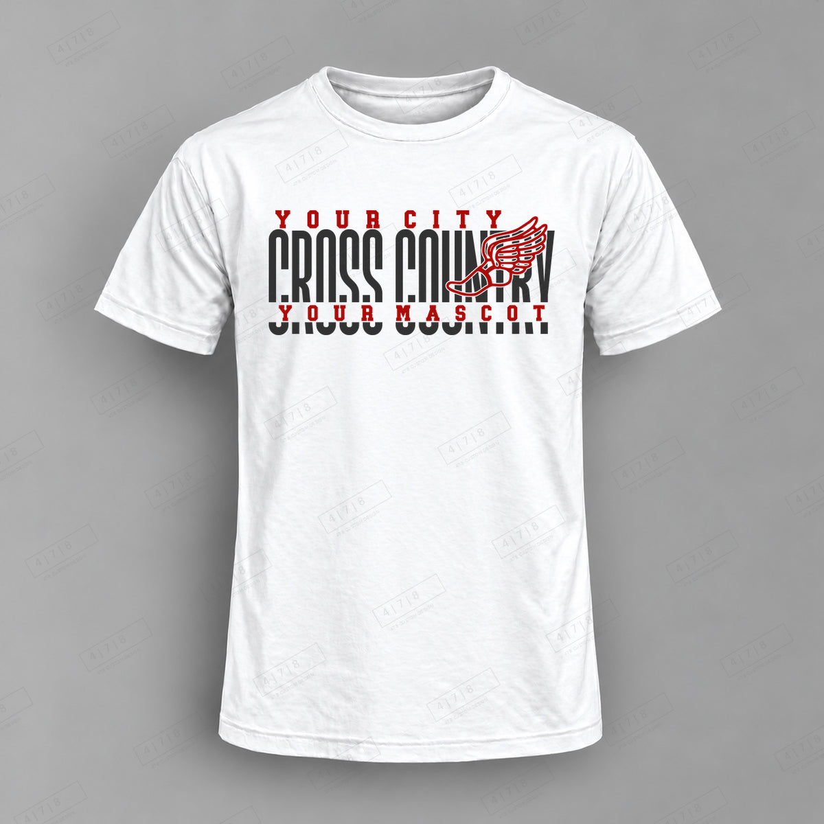 Custom Cross Country Design 2-0022 Top white shirt mockup with 478 Custom Design watermark