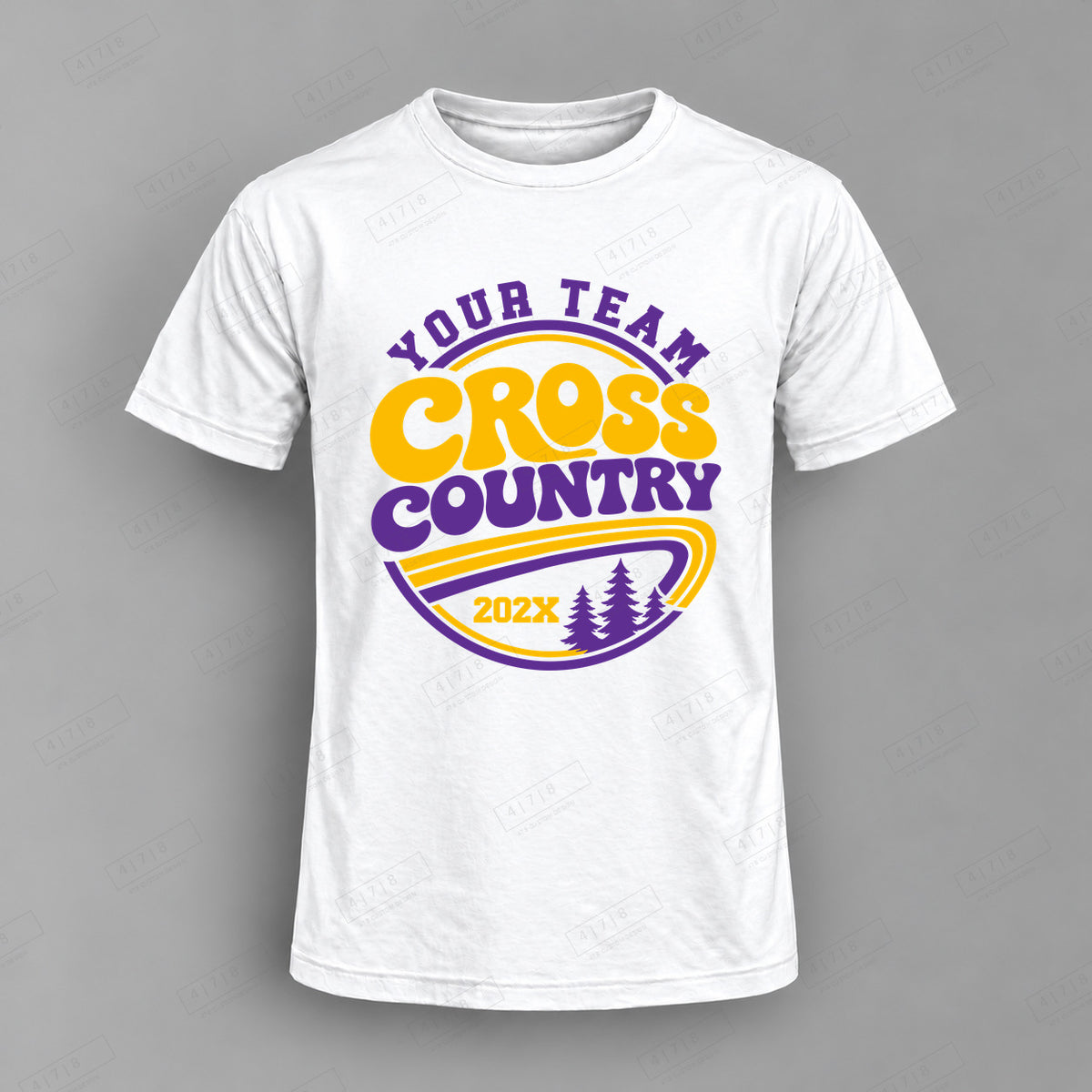 Custom Cross Country Design 2-0024 Top white shirt mockup with 478 Custom Design watermark