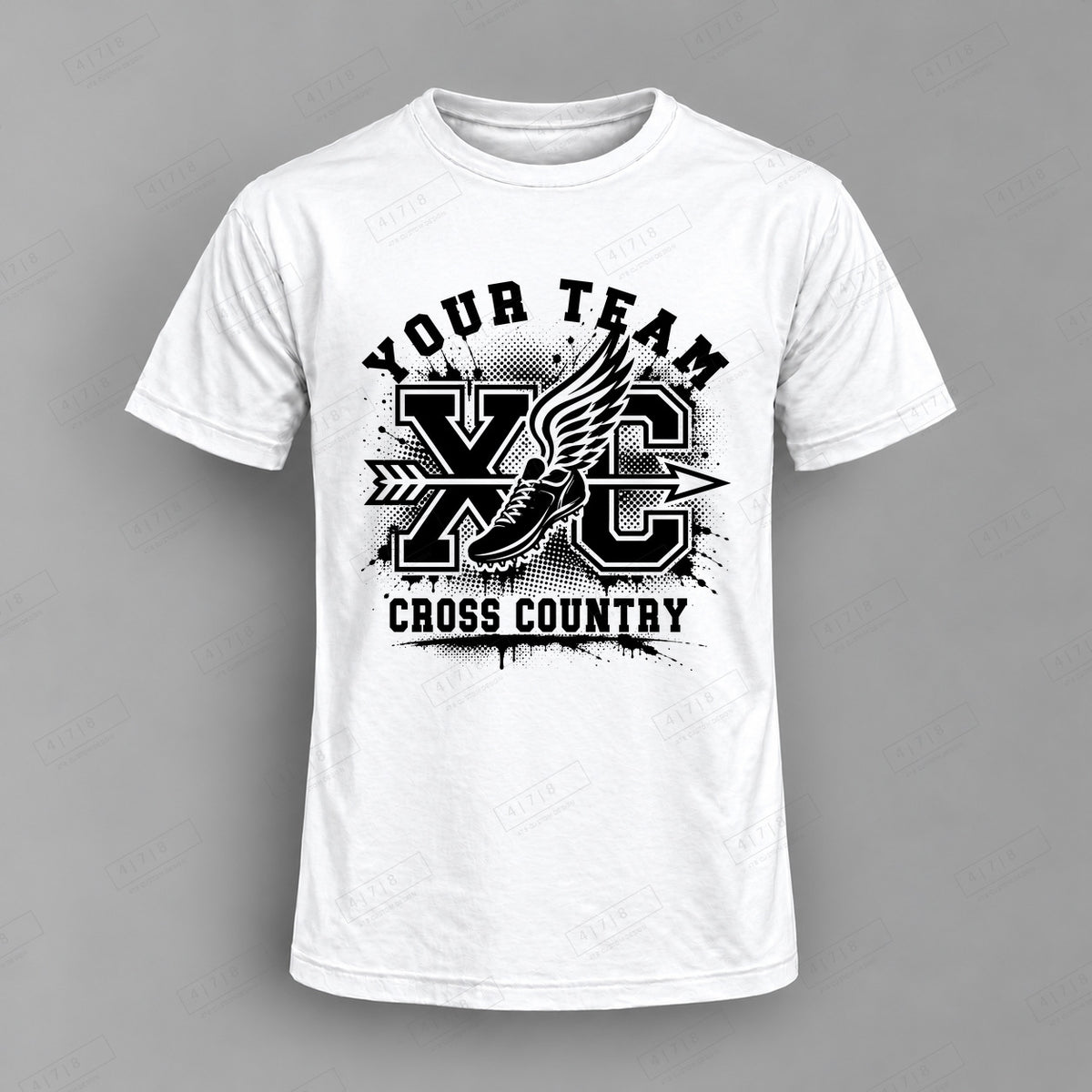 Custom Cross Country Design 3-0029 xc Top white shirt mockup with 478 Custom Design watermark