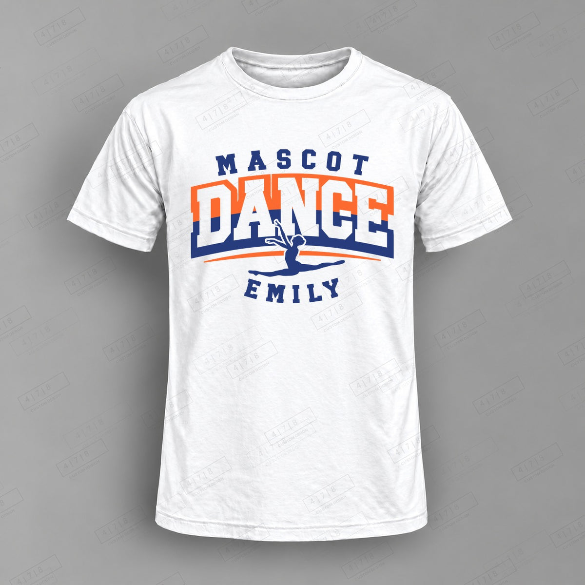 Custom Dance Design 2-0030 Top on white shirt, 478 Custom Design watermarked mockup