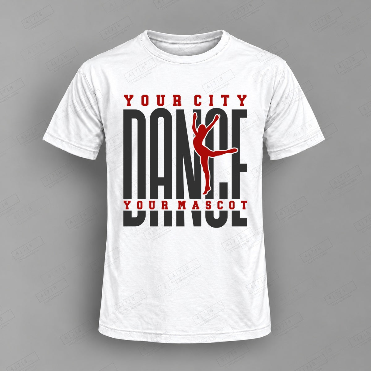 Custom Dance Design 3-0047 Top on white shirt, 478 Custom Design watermarked mockup