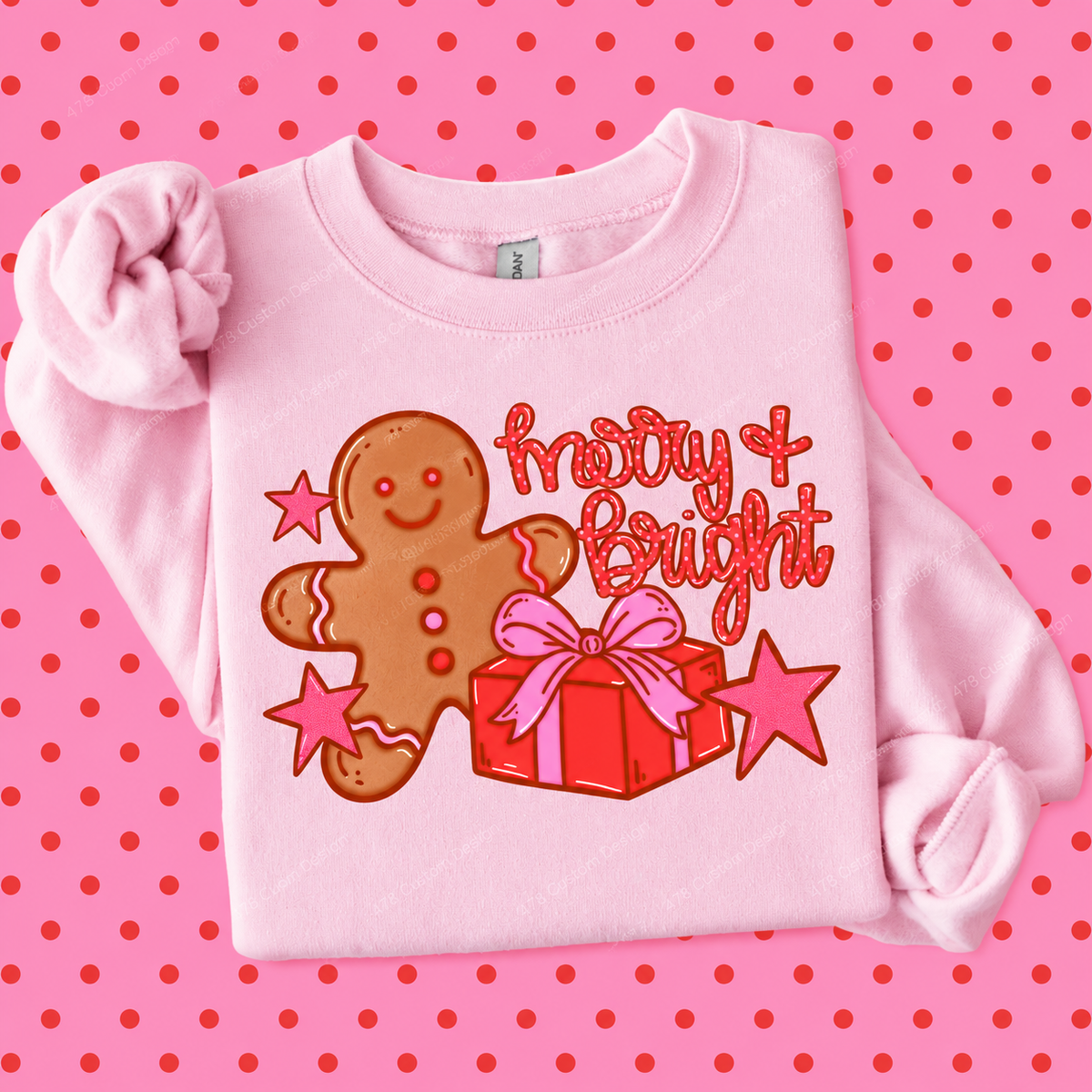 Gingerbread Merry and Bright apparel mockup – 478 Custom Design