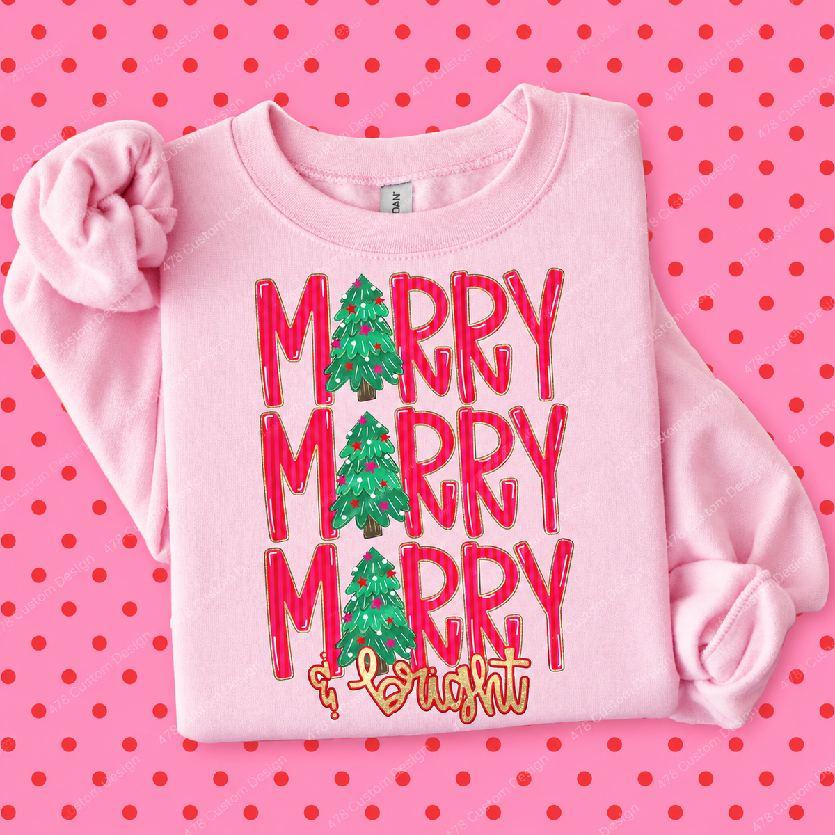 Triple Merry and Bright apparel mockup – 478 Custom Design