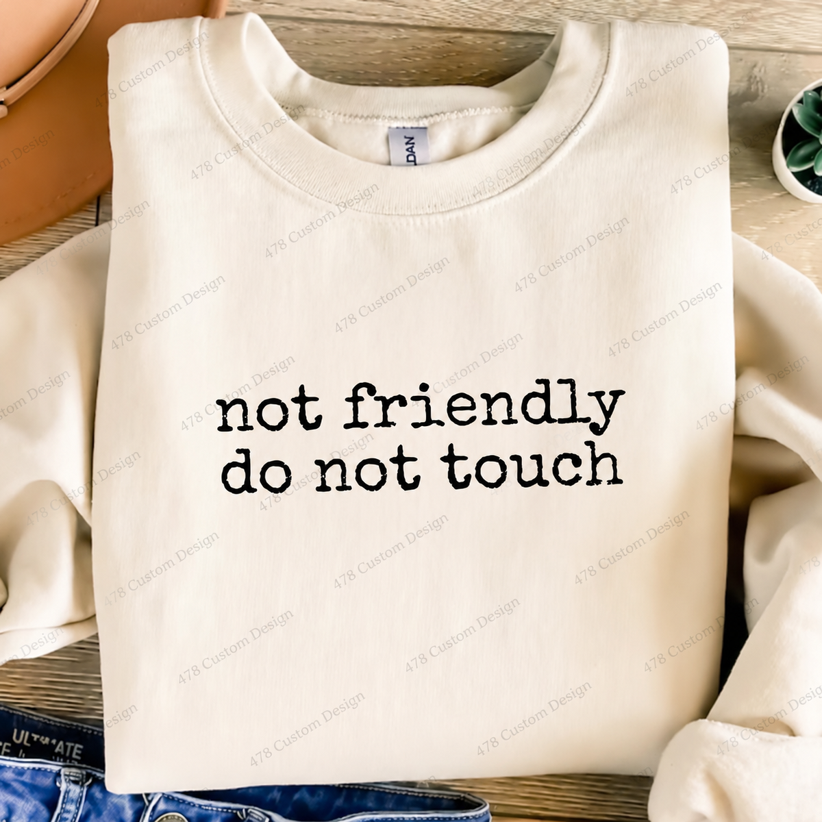 Not Friendly Do Not Touch Top apparel mockup — 478 Custom Design