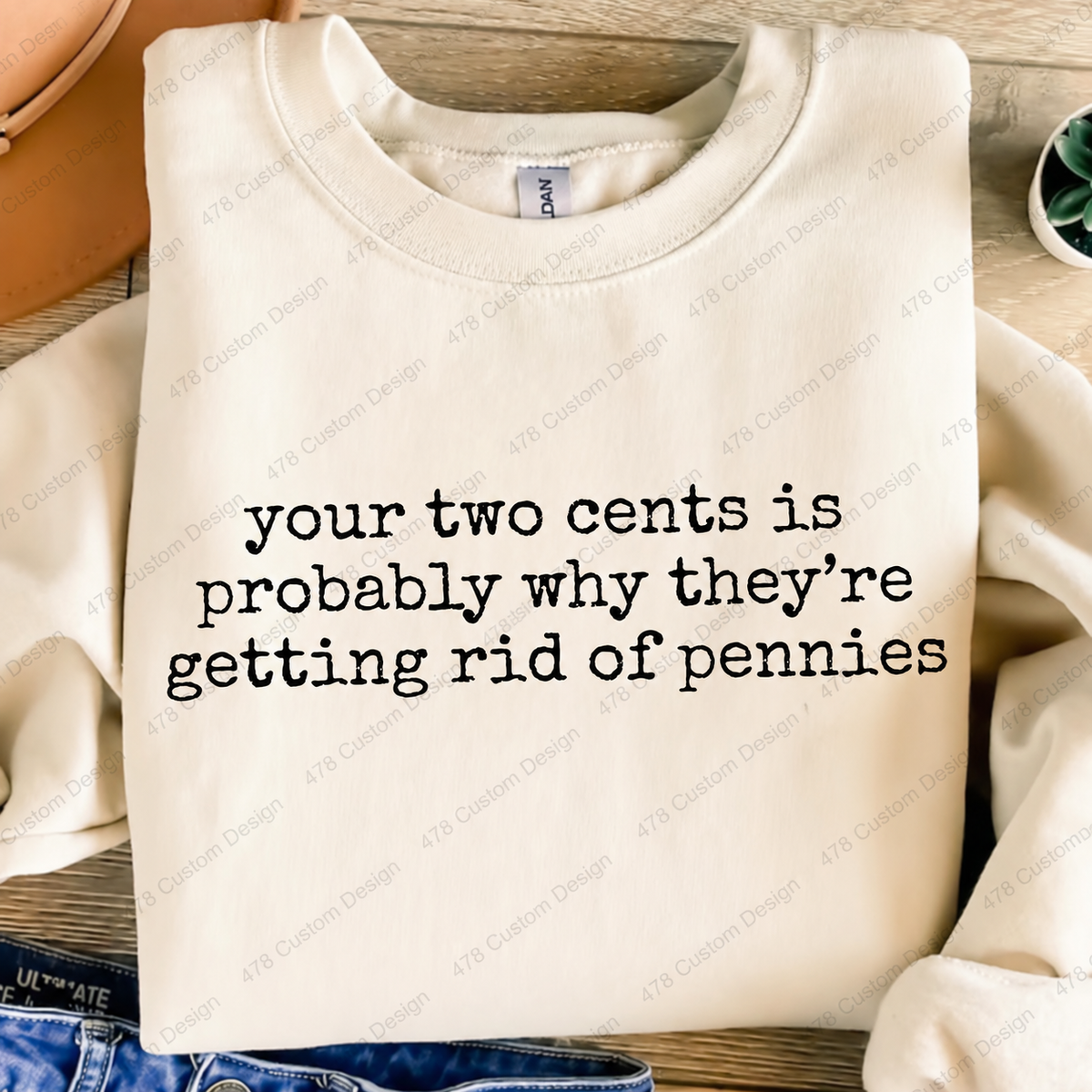 Your Two Cents Pennies Quote Top apparel mockup — 478 Custom Design