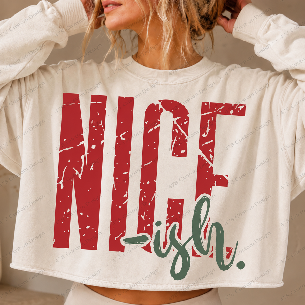 Nice-ish Distressed Christmas Top apparel mockup — 478 Custom Design
