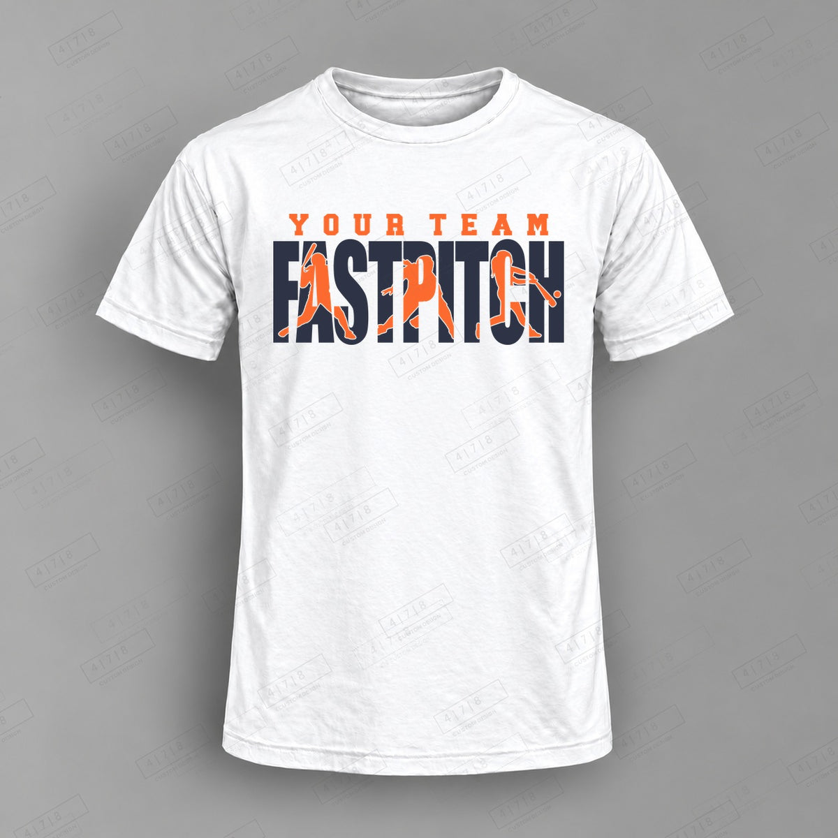 Custom Softball Design 1-001 Top on white shirt, 478 Custom Design watermarked mockup
