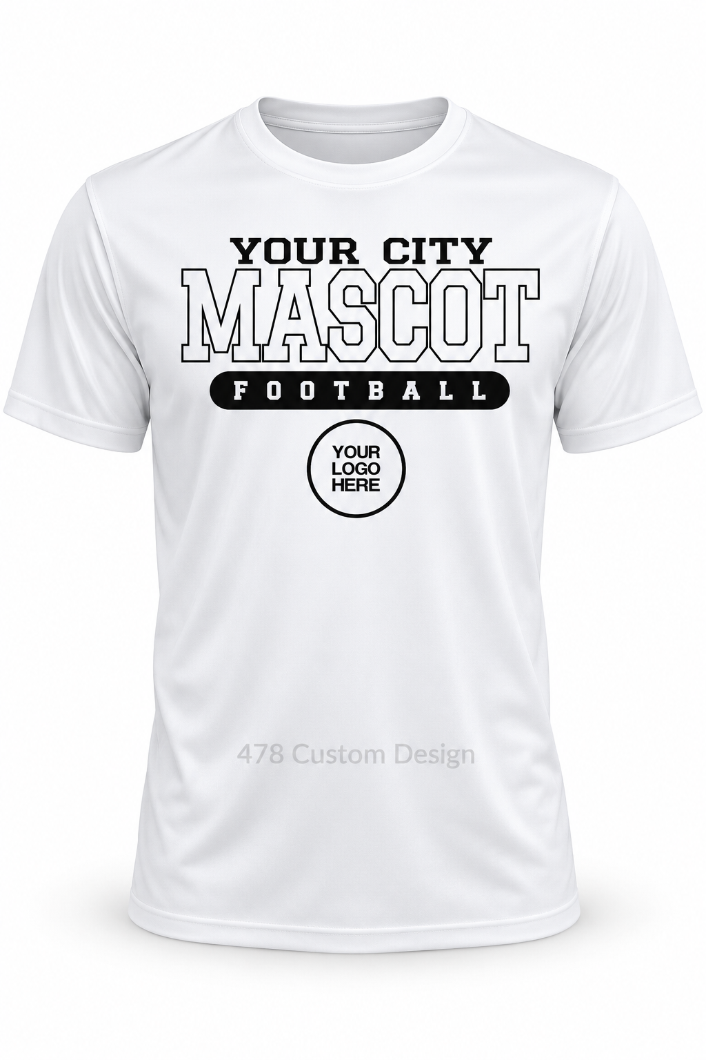 Custom football design 8 on full-length short-sleeve performance shirt