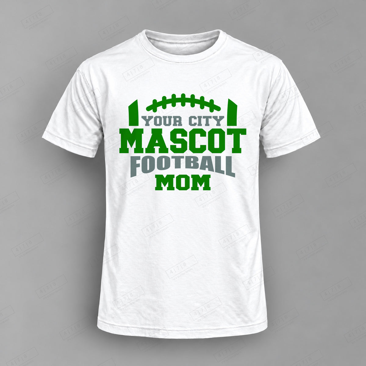 Custom Football Frame Mom Top white shirt mockup with 478 Custom Design watermark