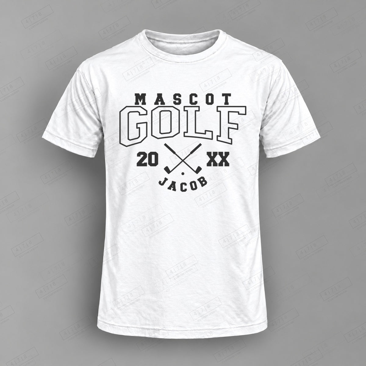 Custom Golf Design 1-001 Top on white shirt, 478 Custom Design watermarked mockup