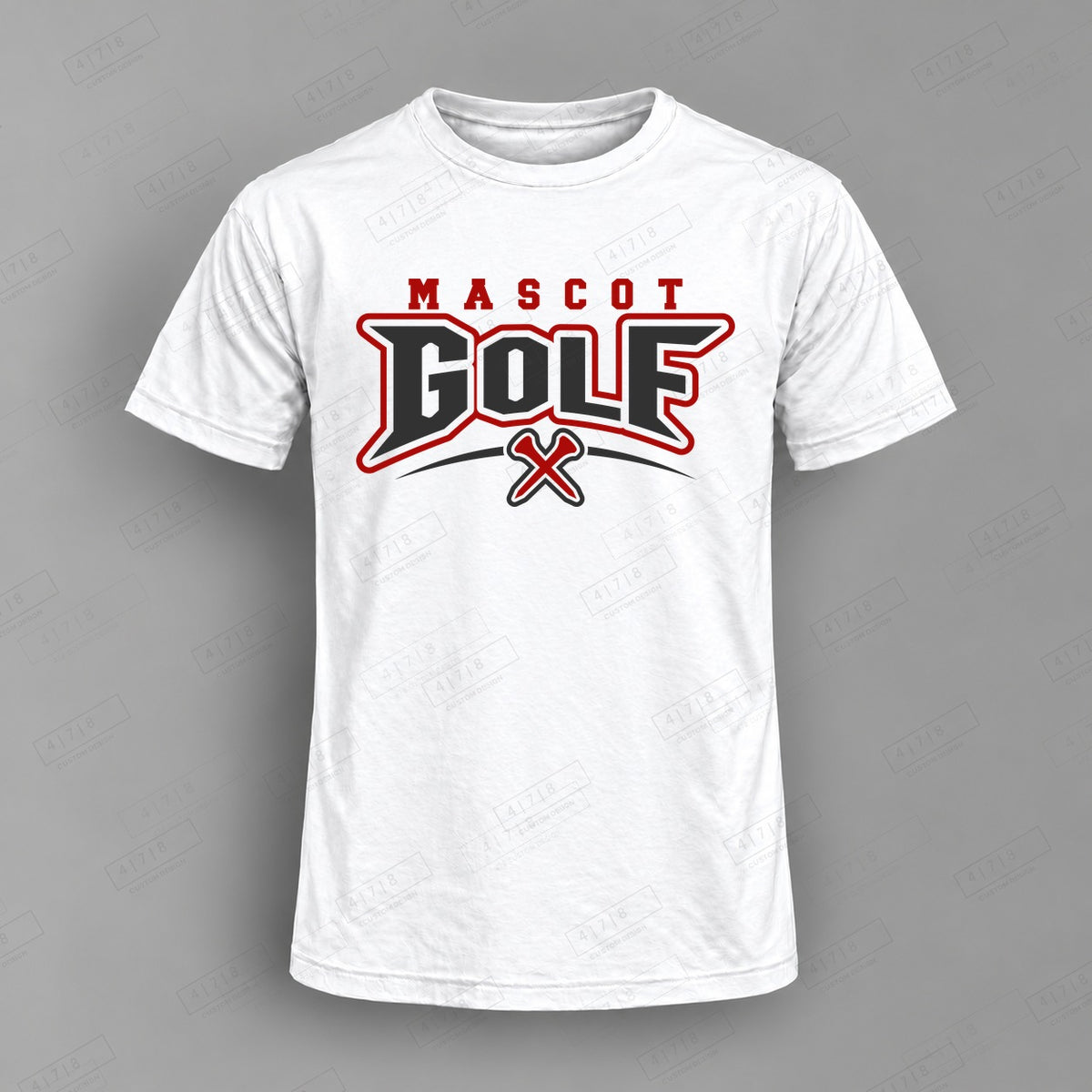 Custom Golf Design 1-0010 Top on white shirt, 478 Custom Design watermarked mockup