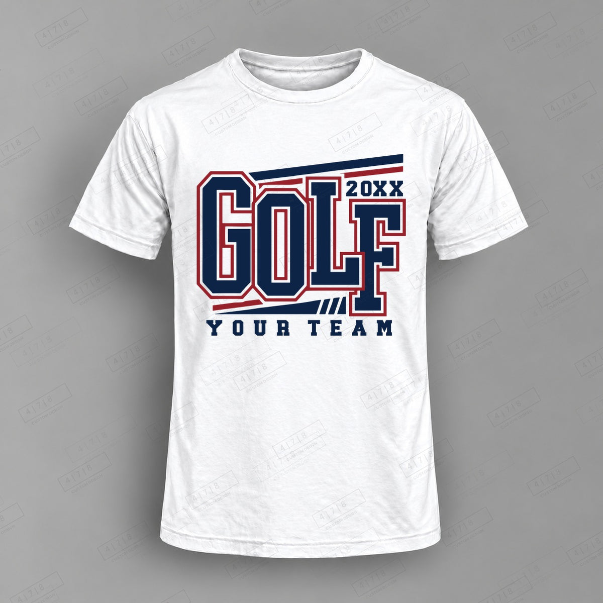 Custom Golf Design 2-0026 Top on white shirt, 478 Custom Design watermarked mockup