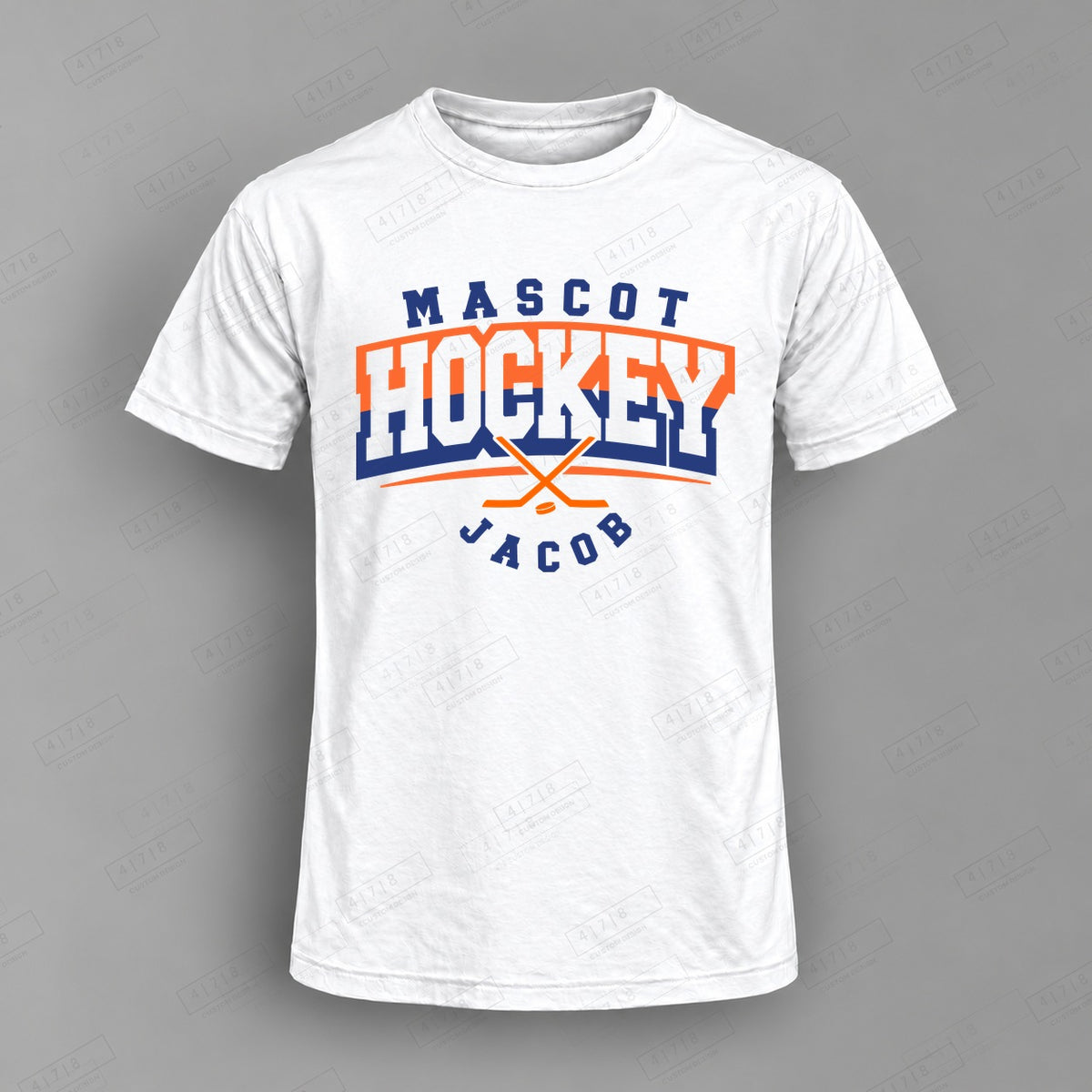 Custom Hockey Design 2-0026 Top on white shirt, 478 Custom Design watermarked mockup