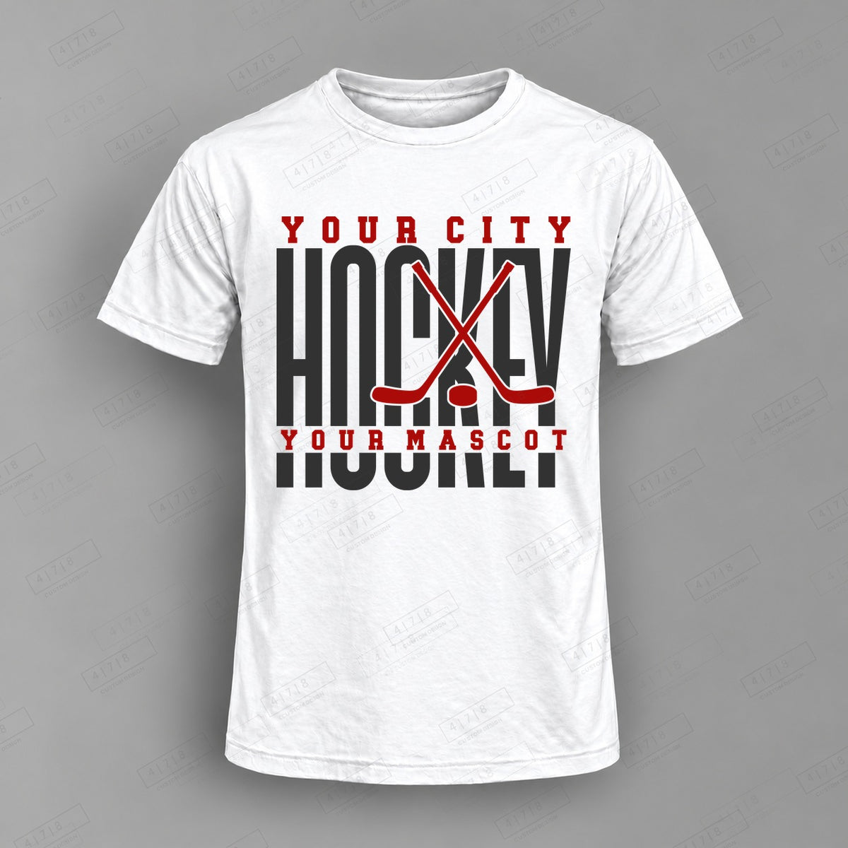 Custom Hockey Design 2-0030 Top on white shirt, 478 Custom Design watermarked mockup