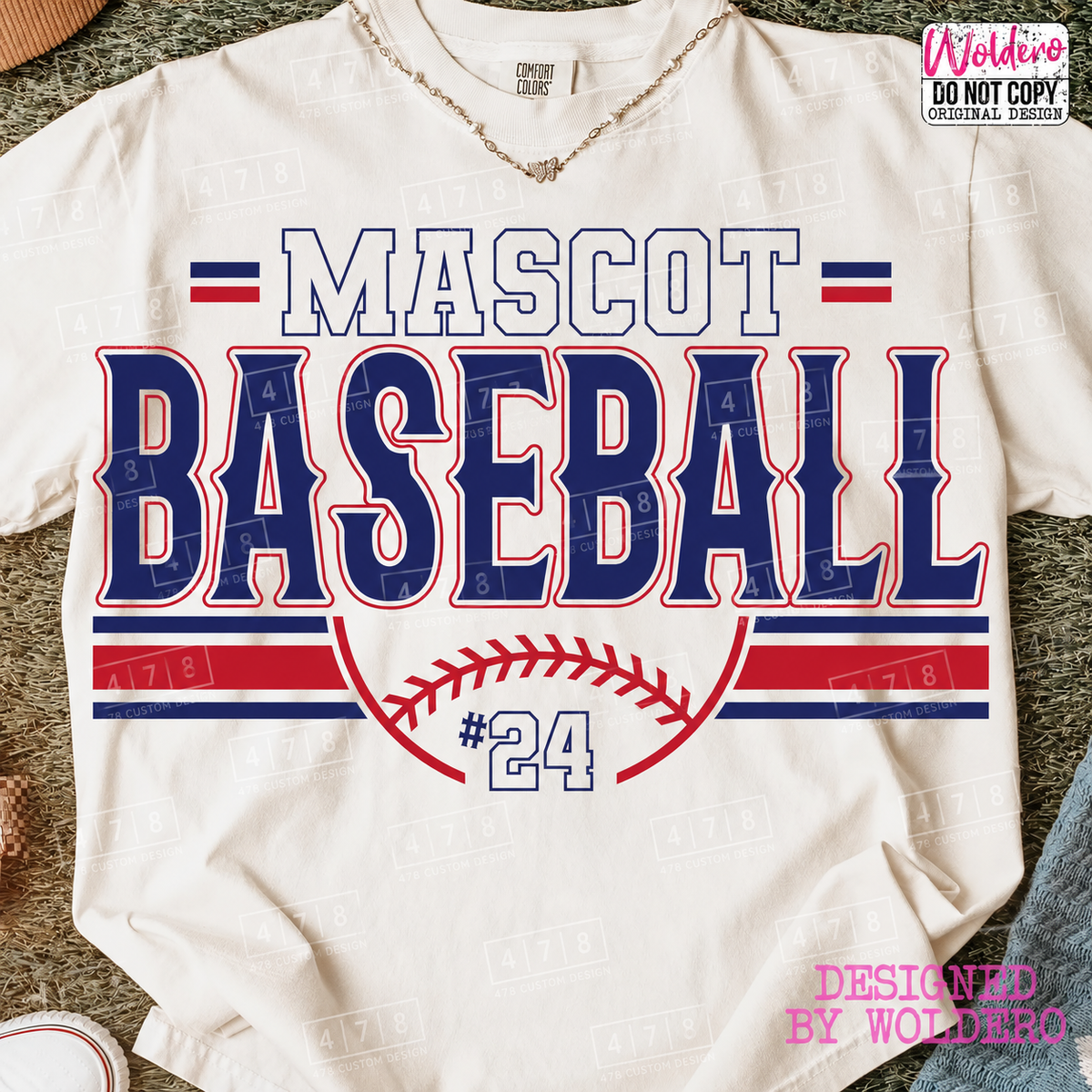 Custom Mascot Baseball Number Top apparel mockup