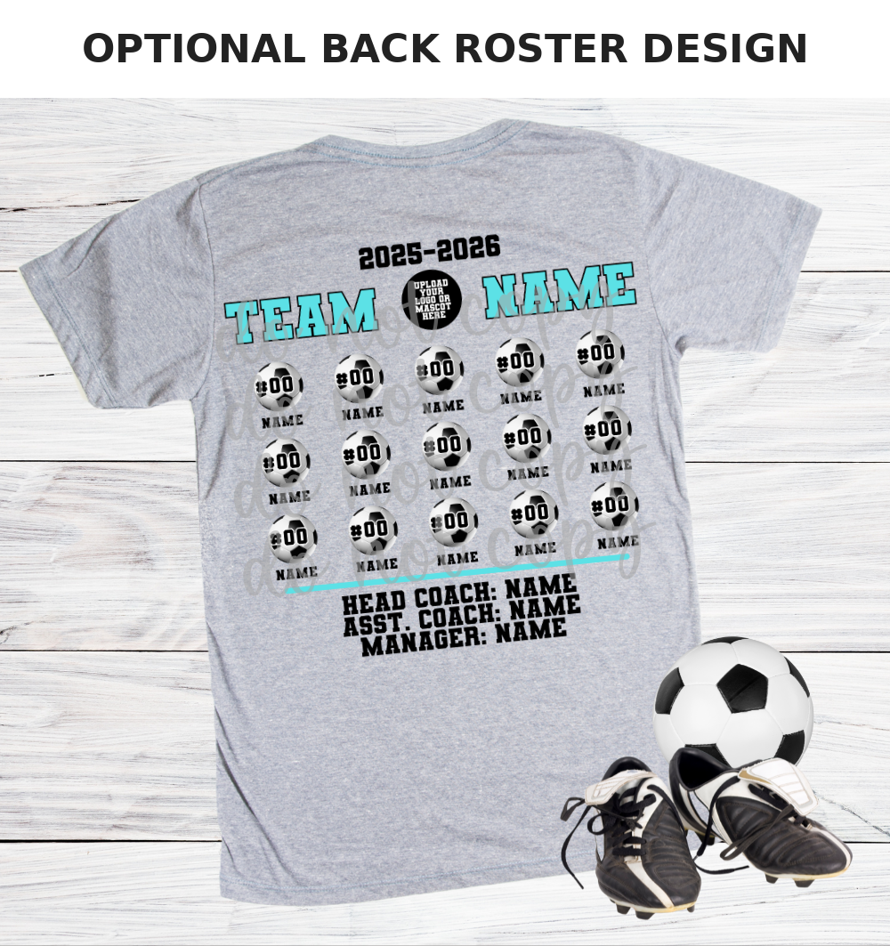 Optional back roster design — soccer (+$8)