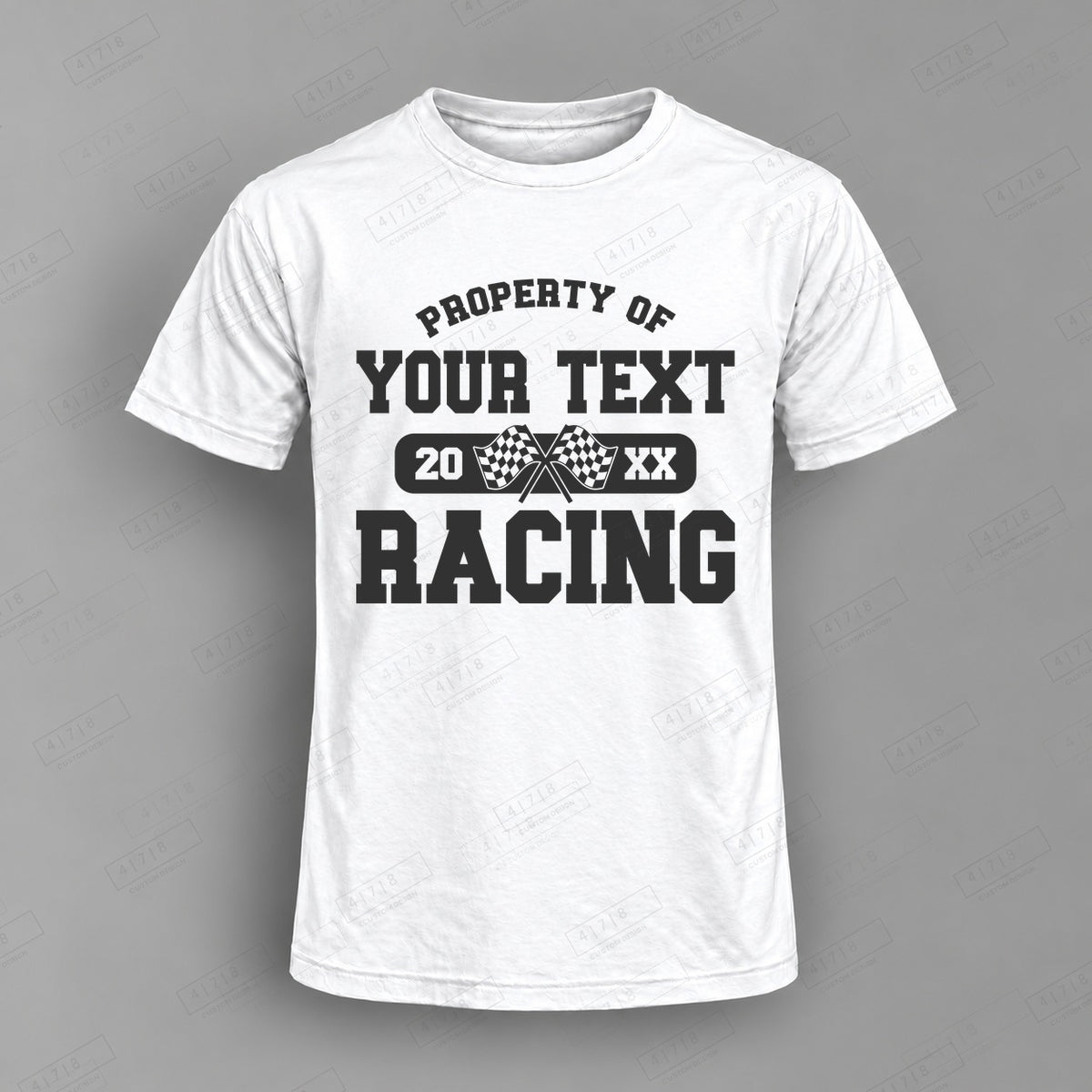 Custom Racing Design 1-004 Top on white shirt, 478 Custom Design watermarked mockup