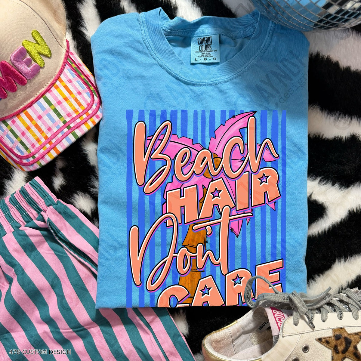 Beach Hair Dont Care Top garment mockup with 478 Custom Design watermark