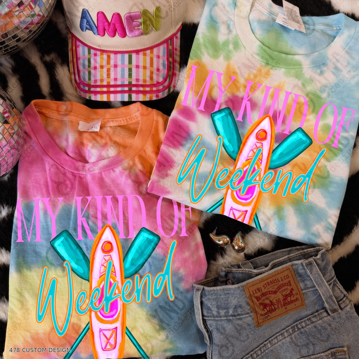 My Kind of Weekend Kayak Top garment mockup with 478 Custom Design watermark