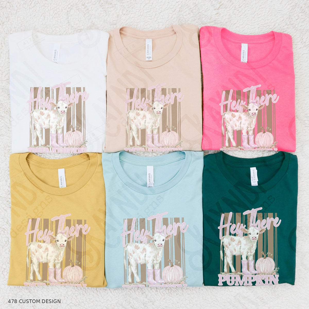 Hey There Pumpkin Calf Top garment mockup with 478 Custom Design watermark