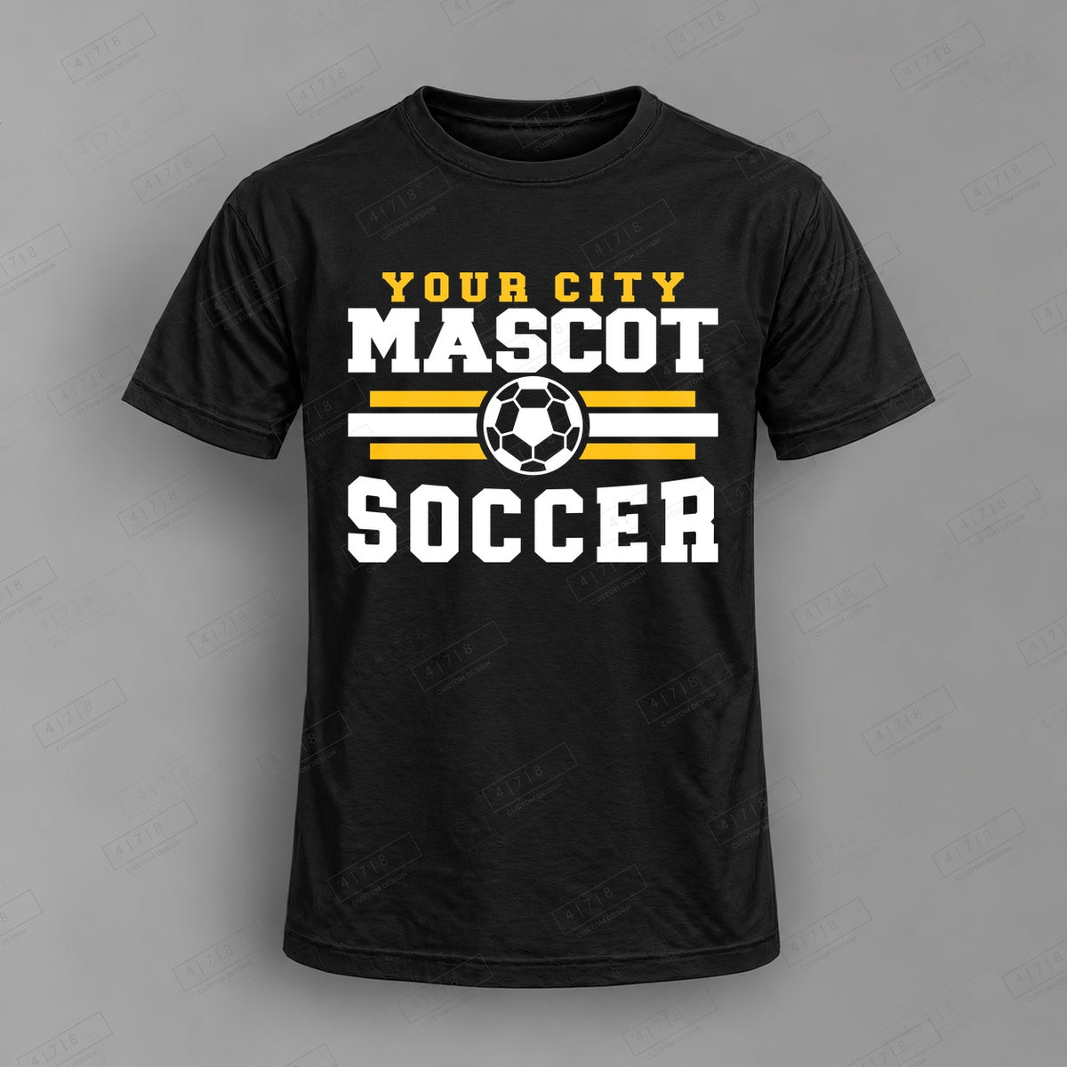 Custom Soccer Design 2-008 Top on black shirt, 478 Custom Design watermarked mockup