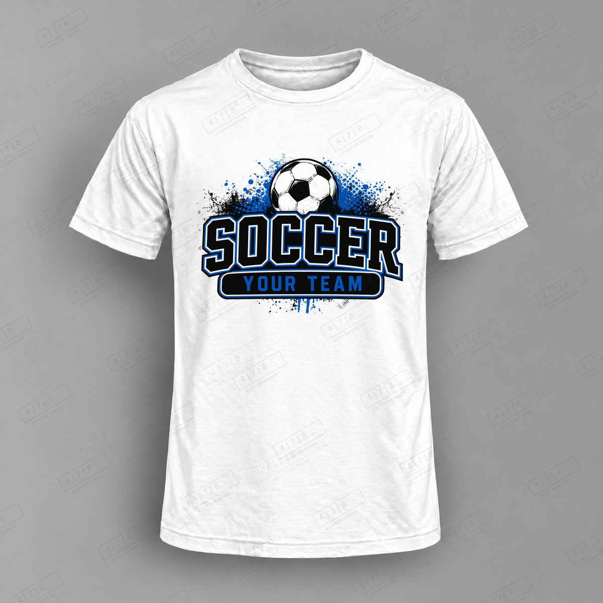 Custom Soccer Design 6-005 Top on white shirt, 478 Custom Design watermarked mockup